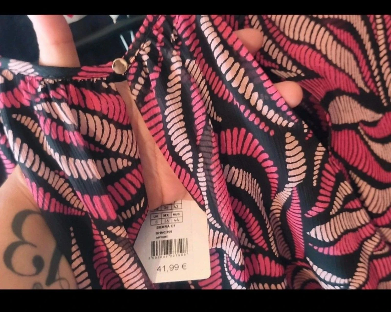 Blouse NAF NAF Neuve avec Étiquette (Taille 38/M) - Imprimé Fuchsia/Noir – photo 7